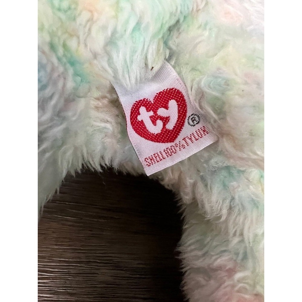 Vintage 2001 Ty Beanie Buddy TyLux Gumdrop the Multicolor Bear Pastel Plush Toy - Picture 6 of 8